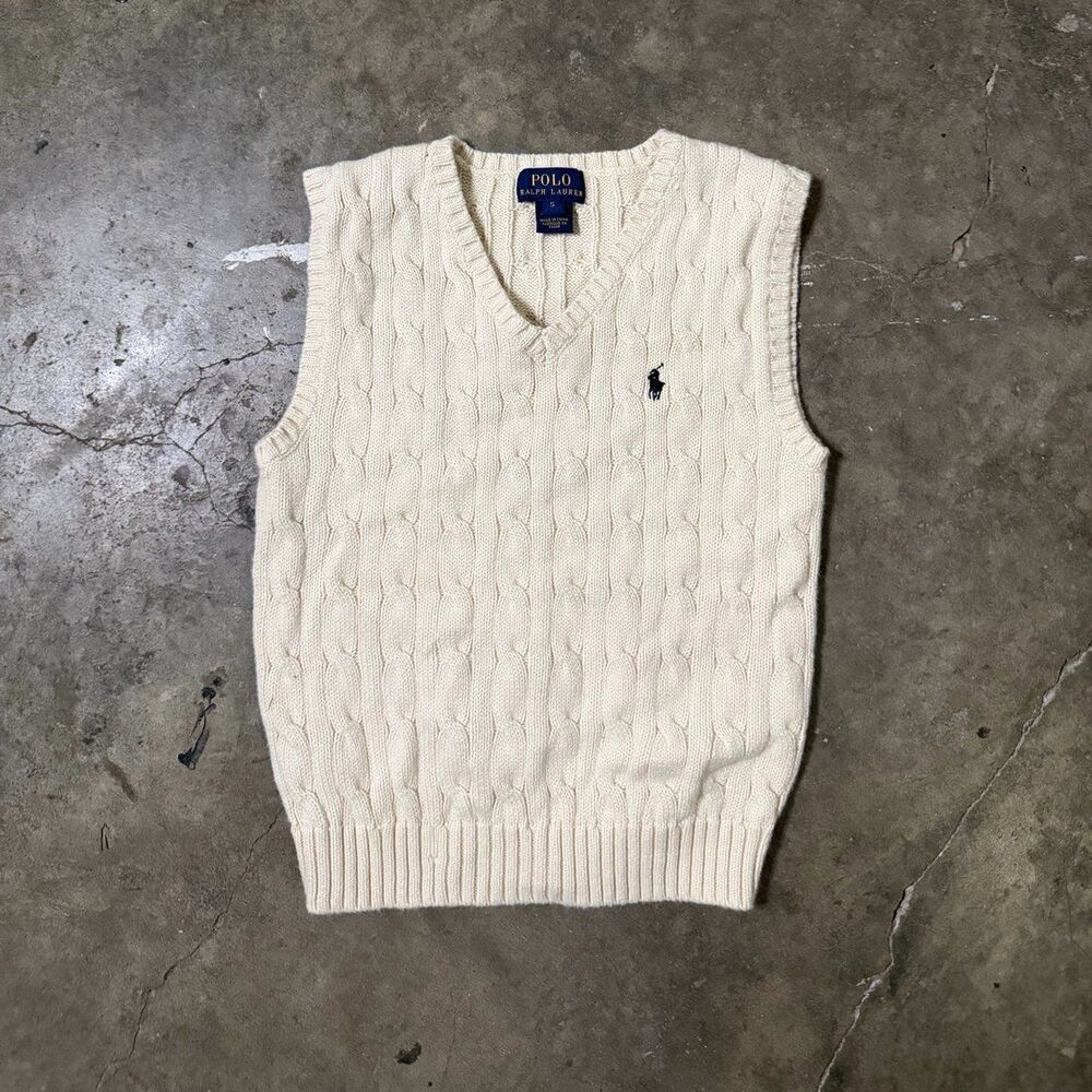 Polo Ralph Lauren Cream Cable Knit Sweater Vest